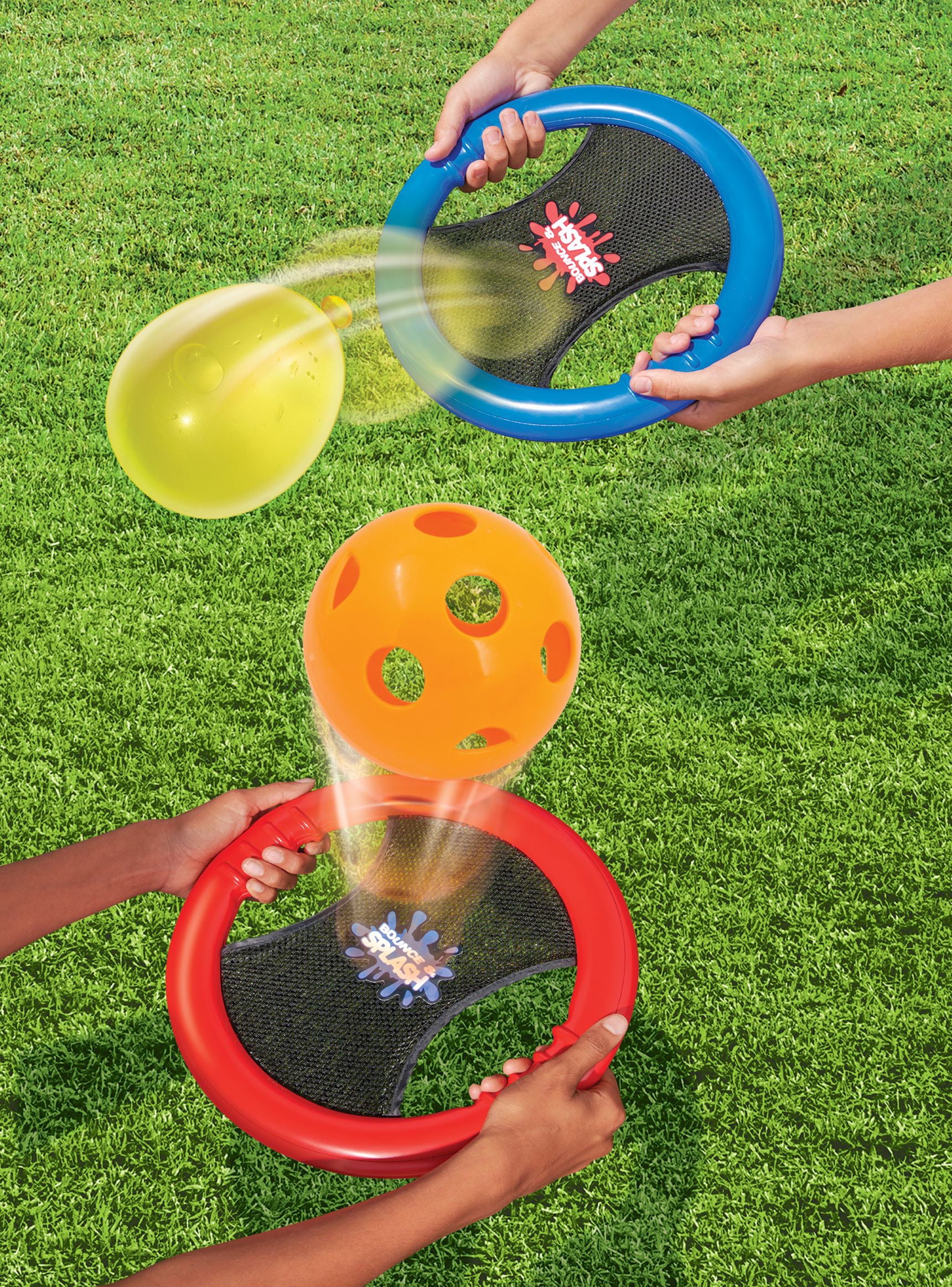 Play Day Bounce & Splash Wet or Dry Outdoor Water Balloons & Paddle Ball Game Set, Ages 3+