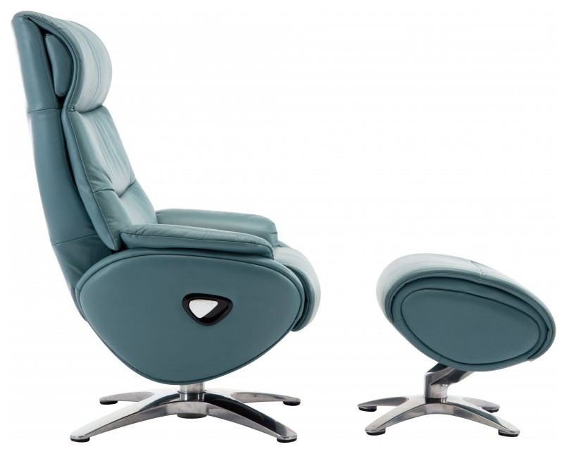 Adler Pedestal Recliner/Ottoman  Capri Blue   Contemporary   Recliner Chairs   by Kolibri Decor  Houzz