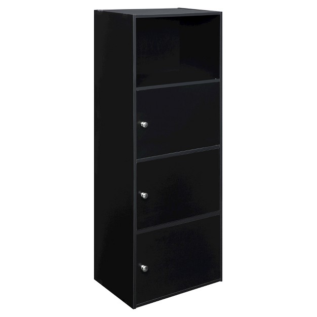 Breighton Home Versastorage Tri door Cabinet With Cubby Storage And Shelf Black