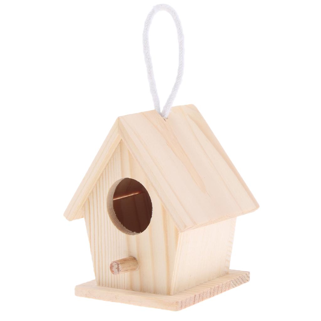 2Pcs Handmade Swing Unfinished Wood Birdhouse DIY Cage Bird House