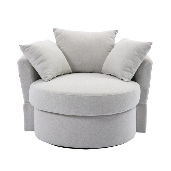 Modern Akili Swivel Barrel Chair Round Oversized Sofa Lounge Accent Chair with 3 Pillow for Living Room Bedroom Hotel Office