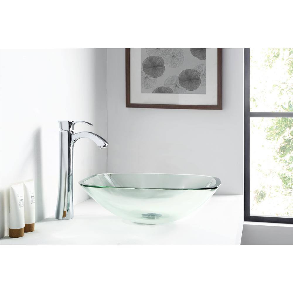 ANZZI Cadenza Series Deco-Glass Vessel Sink in Lustrous Clear LS-AZ074