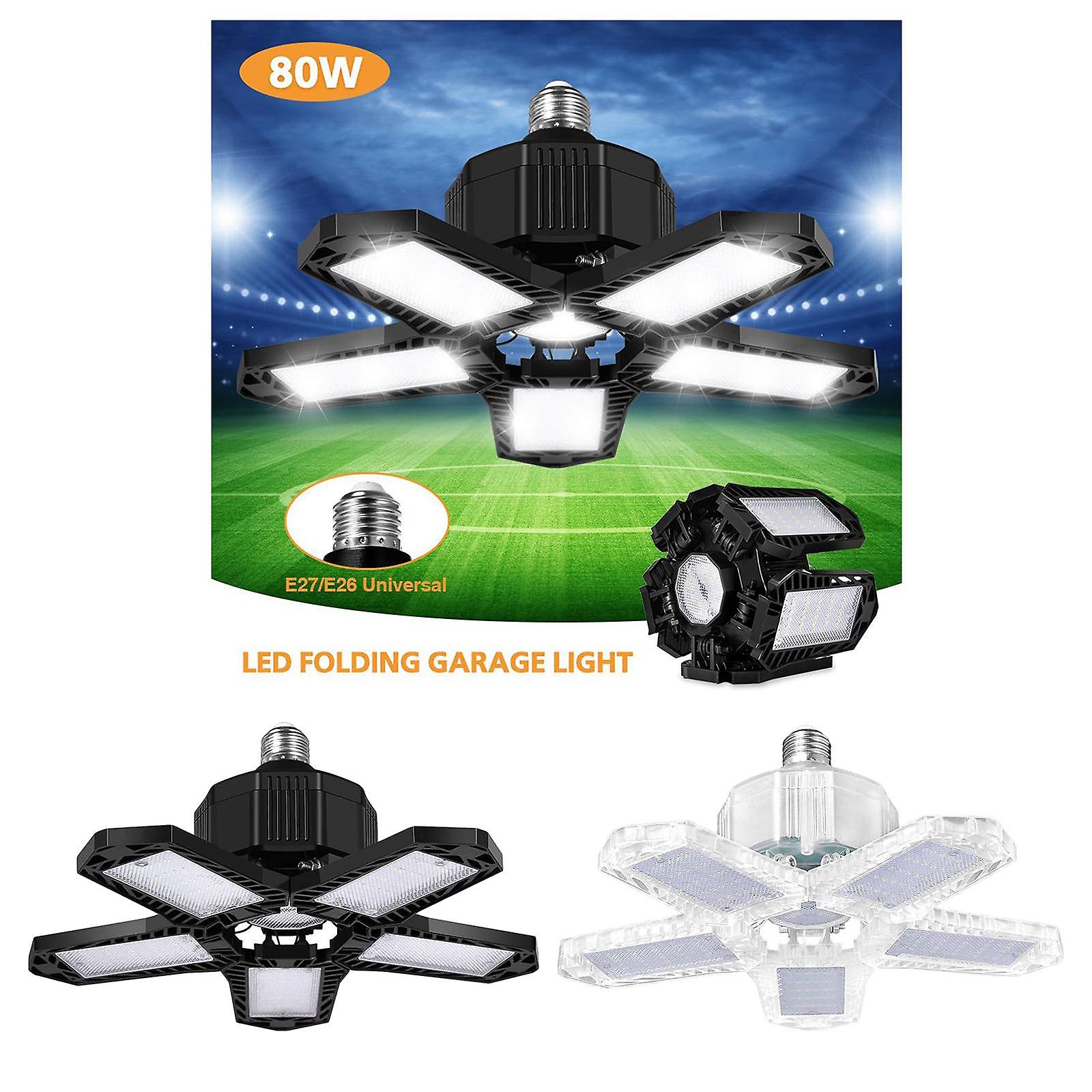 3x Led Deformable Garage Light， Barn Light Utility Shop Light Adjustable With 5 Panels For Basement， Workshop， Warehouse