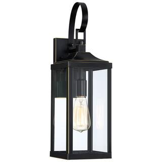 TRUE FINE Jefferson 19.3 in. 1-Light Large Black Hardwired Outdoor Wall Lantern Sconce TD40016OT