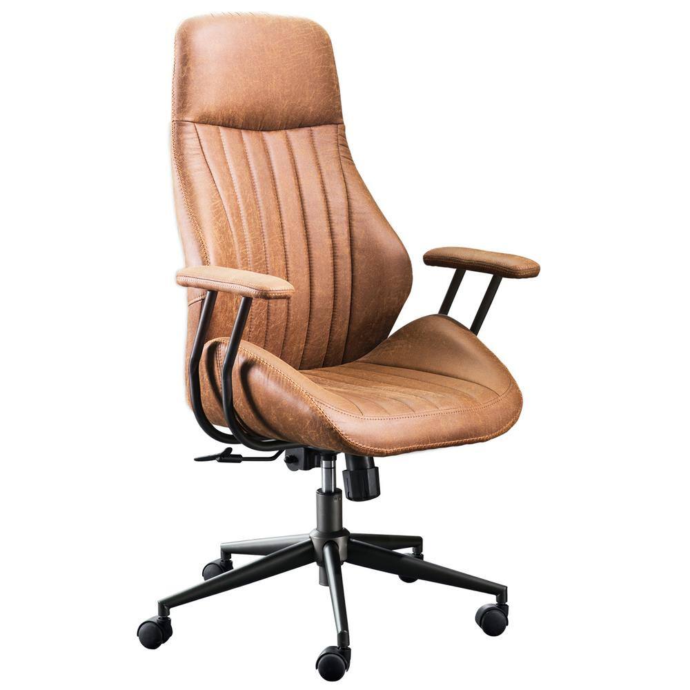 Allwex OL Brown Suede Fabric Ergonomic Swivel Office Chair Task Chair with Recliner High Back Lumbar Support KL600