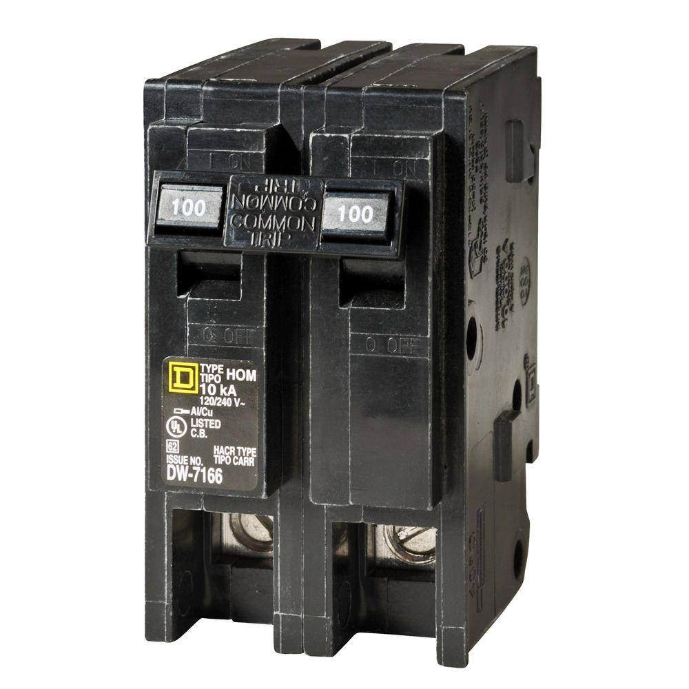 Square D Homeline 100 Amp 2-Pole Circuit Breaker HOM2100CP