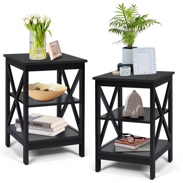 Copper Grove Nurota 3-tier X-cross End Tables (Set of 2)