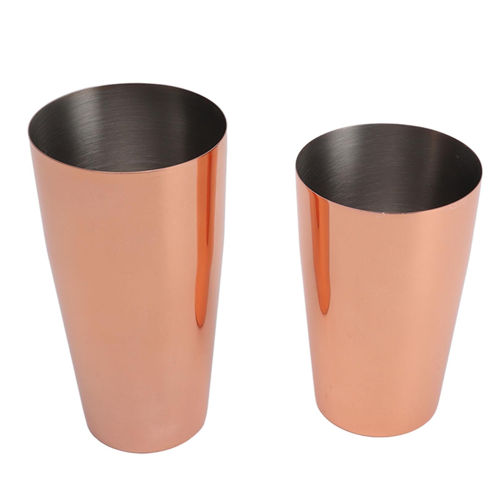 Boston Cocktail Shaker Stainless Steel Rose Gold Glossy Surfaces Leakproof for Bartending