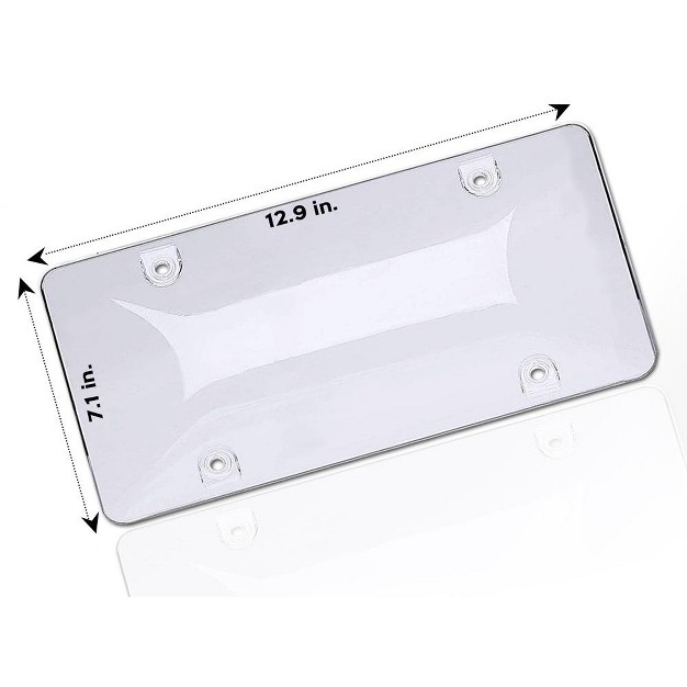 Zone Tech Clear License Plate Cover Frame Bubble Shields 2 Pack fits Standard Plates Protects Front And Back License Plates