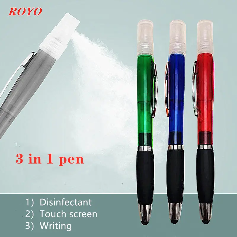 New Promotional Spray Disinfection Ballpoint Pen Touch Stylus Sprayer Perfume Bottle Pen Liquid Hand Soap Mosquito Repellent Pen