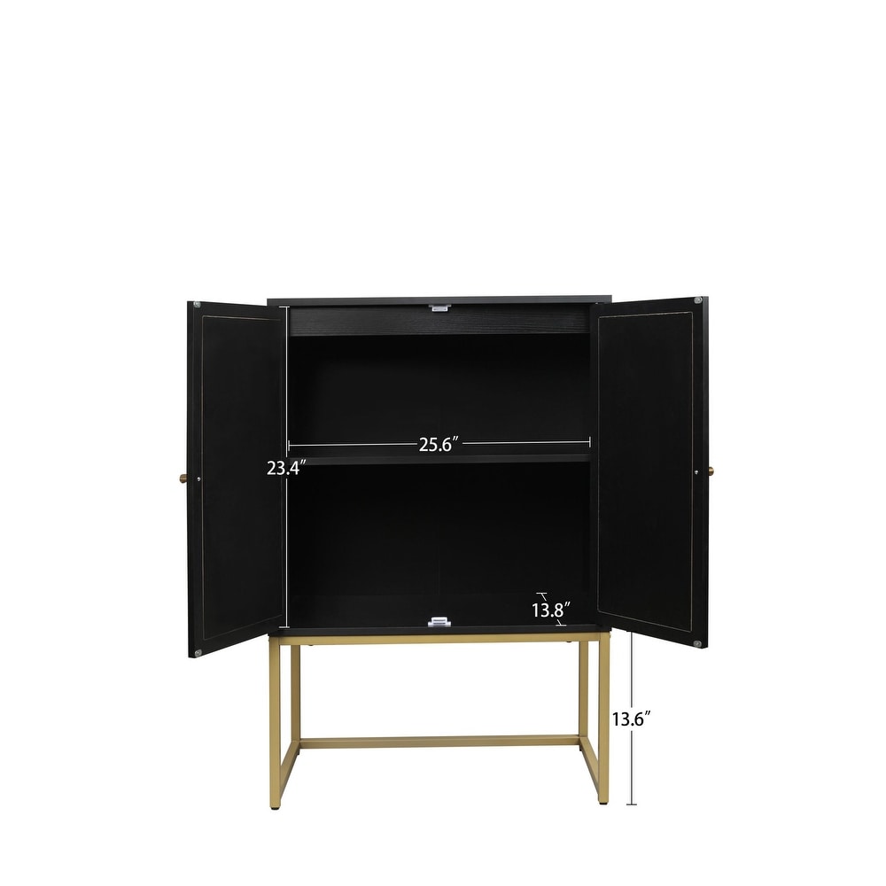 Modern Freestanding Storage Cabinet with 2 Doors and Metal Legs