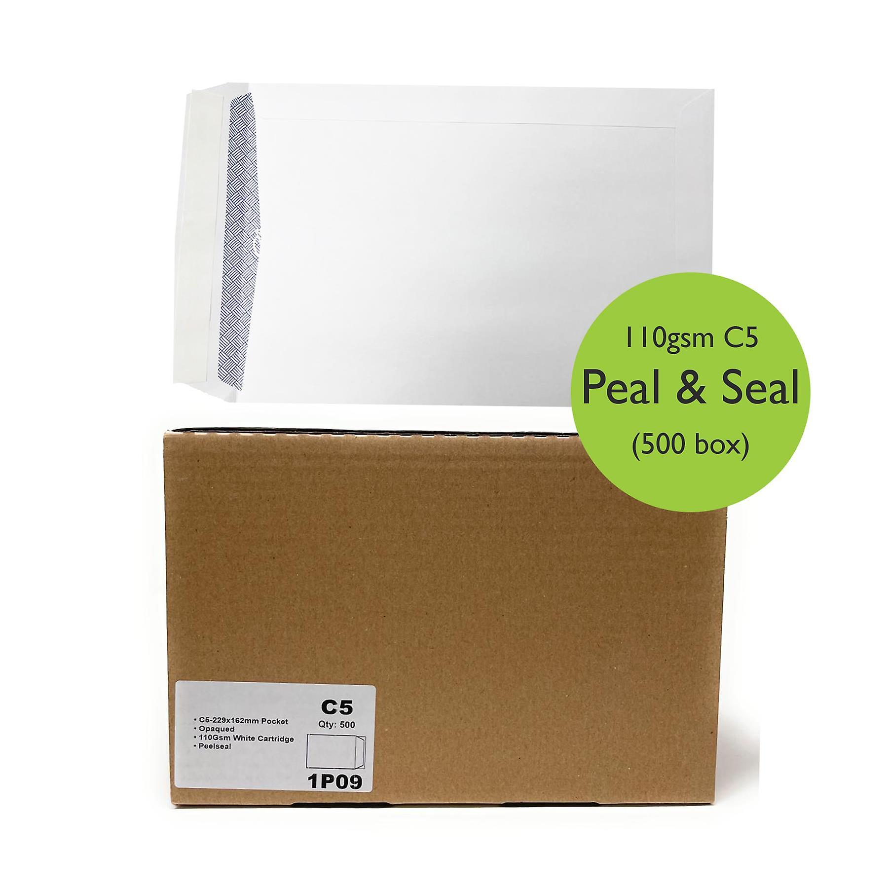 Premium Quality 110gsm White C5 Peal and Seal Envelopes (500 box)