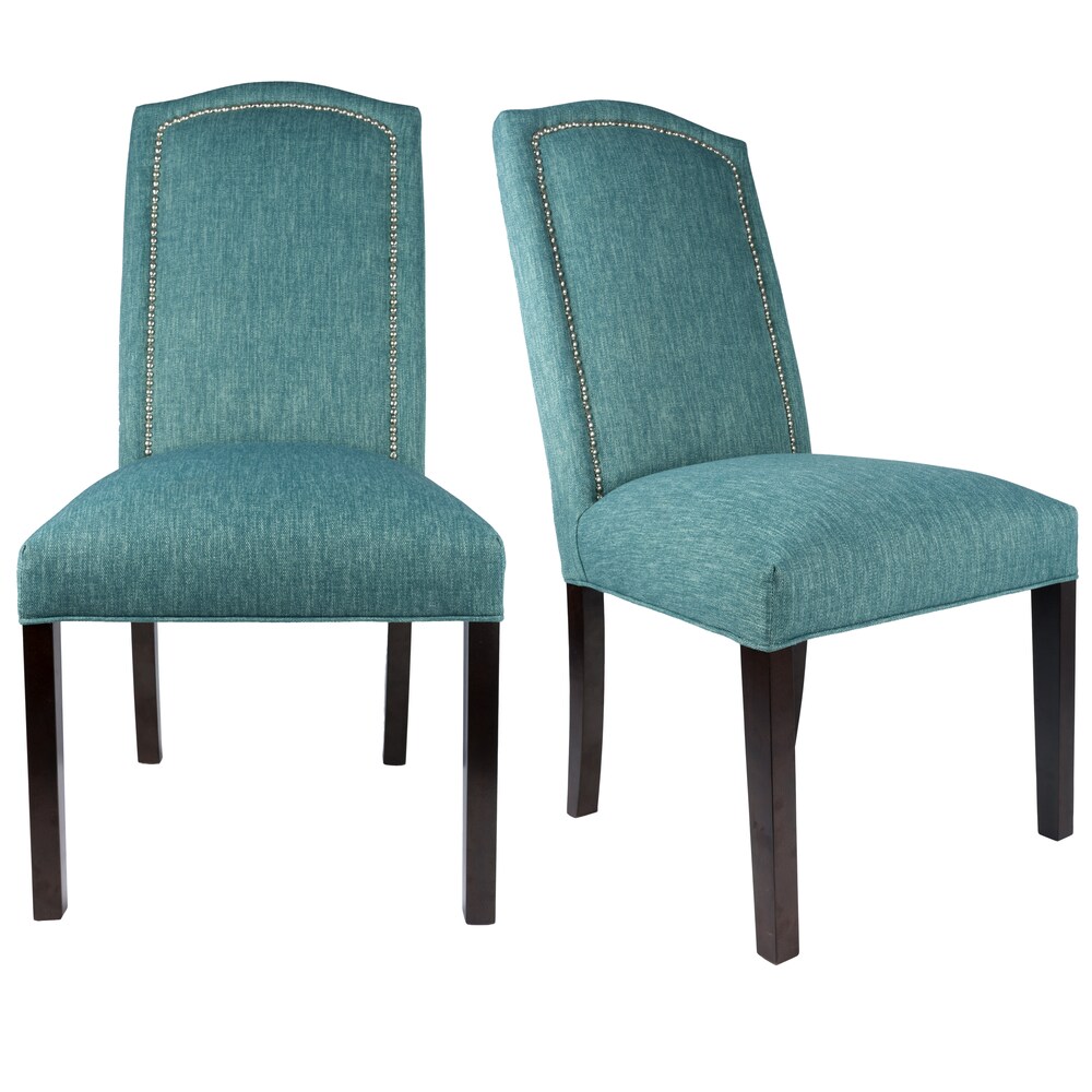 Camel Back Upholstered Fabric Dining Chair (set of 2)   21 inches w. x 26 inches d. x 42 inches h