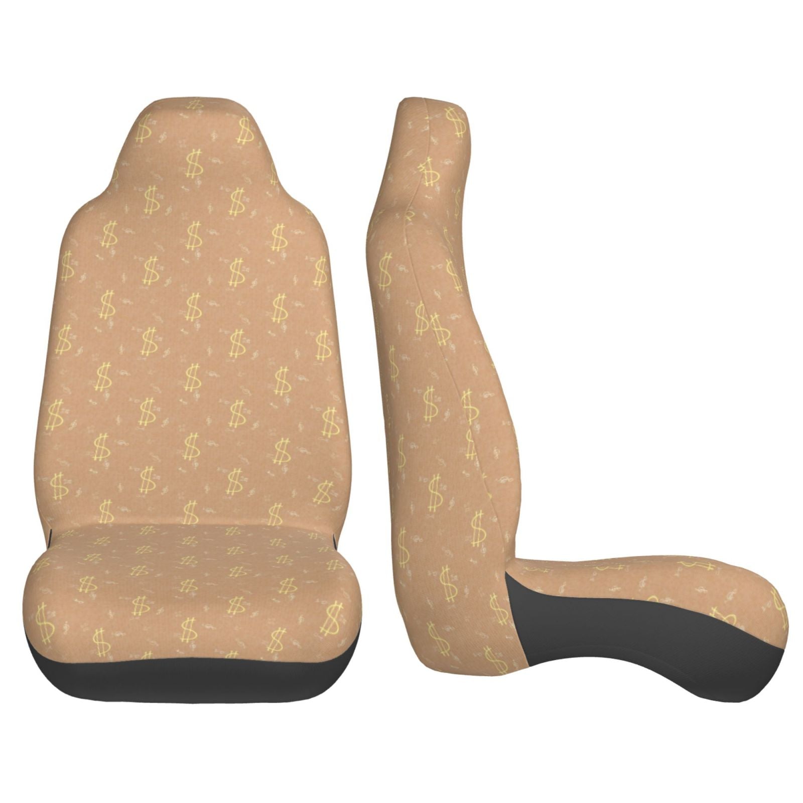 TEQUAN Front Seat Covers， Dollar Sign Pattern 2 Piece Car Seat Cover Fit Most Car SUV Truck Van