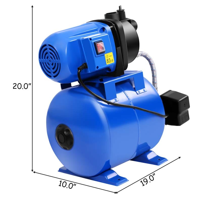 1200W 1.6HP Shallow Well Pump with Pressure Tank, 1000GPH Booster Water Pump Garden Farm Irrigation Jet Pump