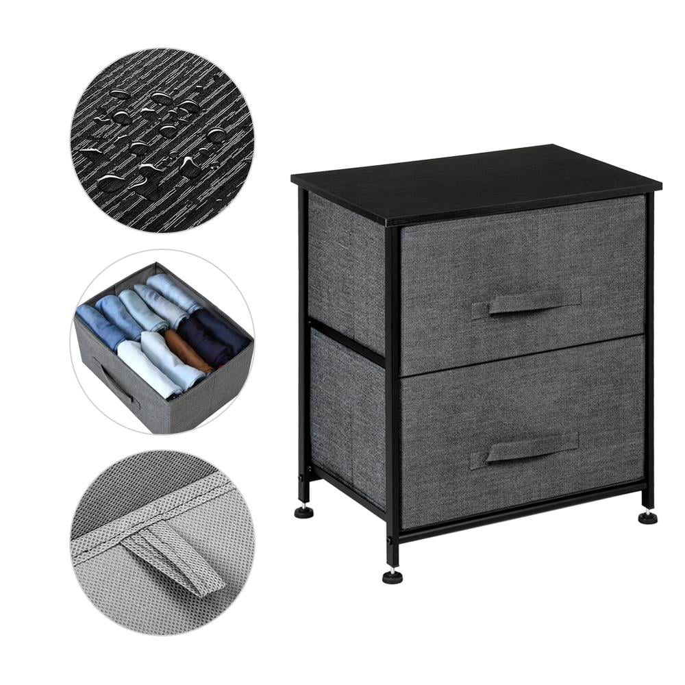 Zimtown Nightstand with 2 Drawers - Bedside Furniture and Accent End Table Chest Gray