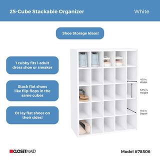 ClosetMaid 32 in. H x 24 in. W x 12 in. D White Wood Look 25-Cube Storage Organizer 78506