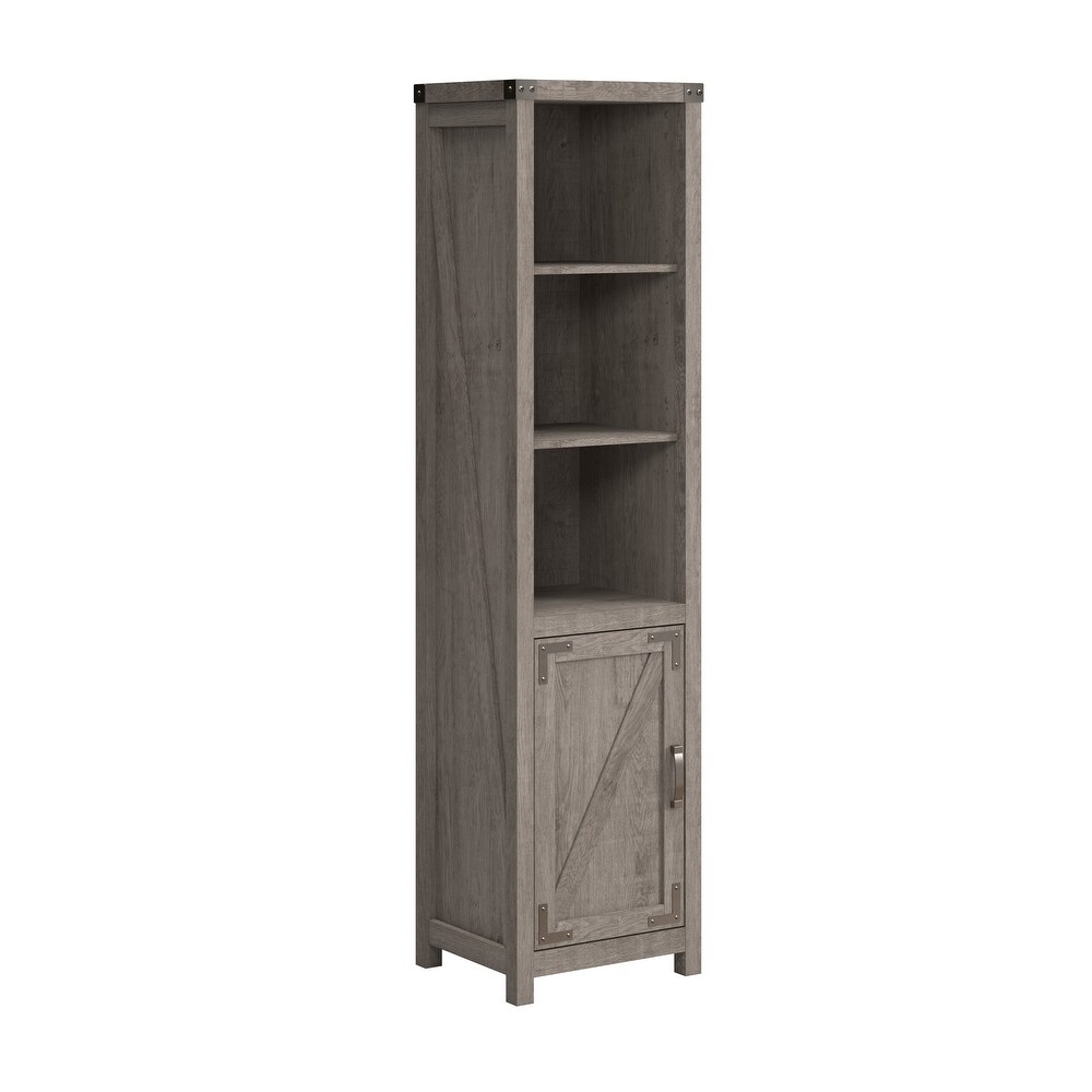 Knoxville Tall Narrow 5 Shelf Bookcase with Door by Bush Furniture