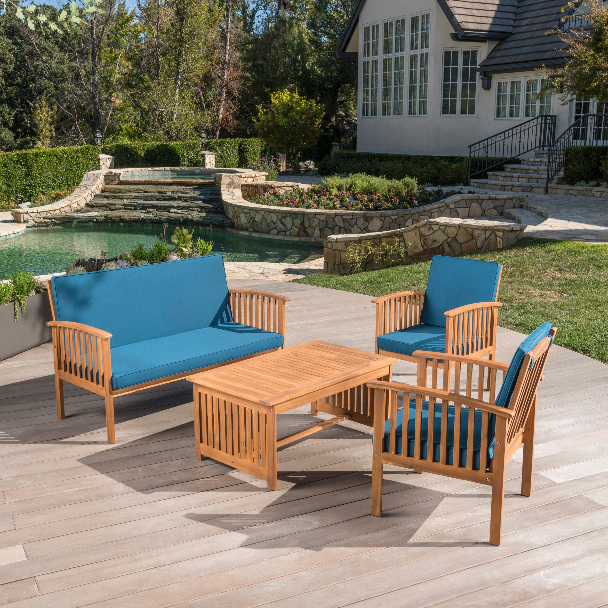 Cape Town Acacia Wood Outdoor Sofa Set