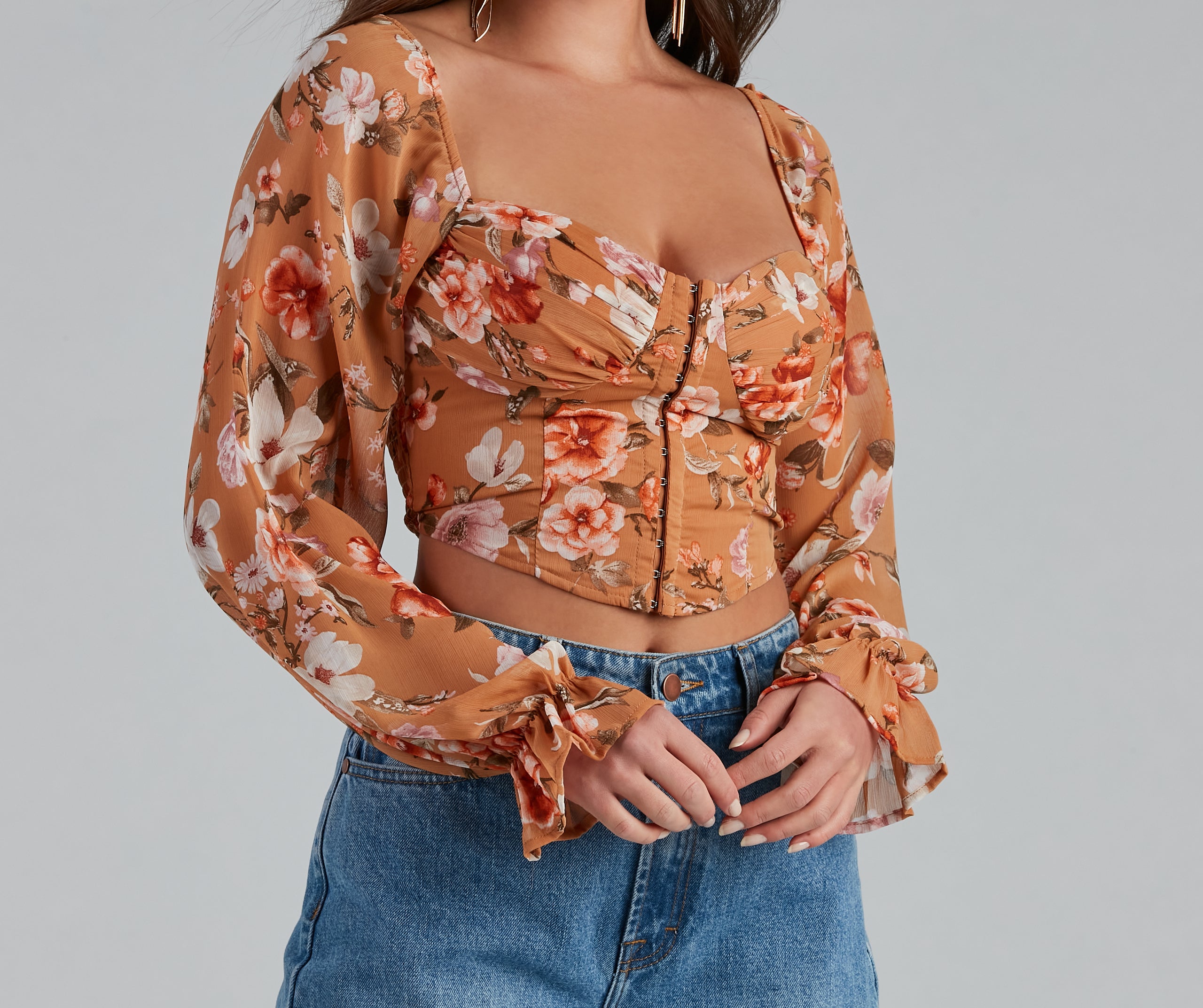 Floral Play Crepe Corset Top