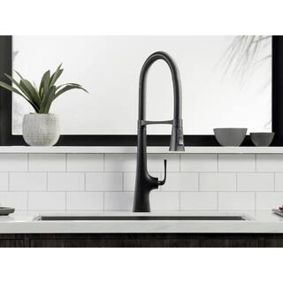 KOHLER Graze Single-Handle Medium Standard Kitchen Faucet in Matte Black K-22061-BL