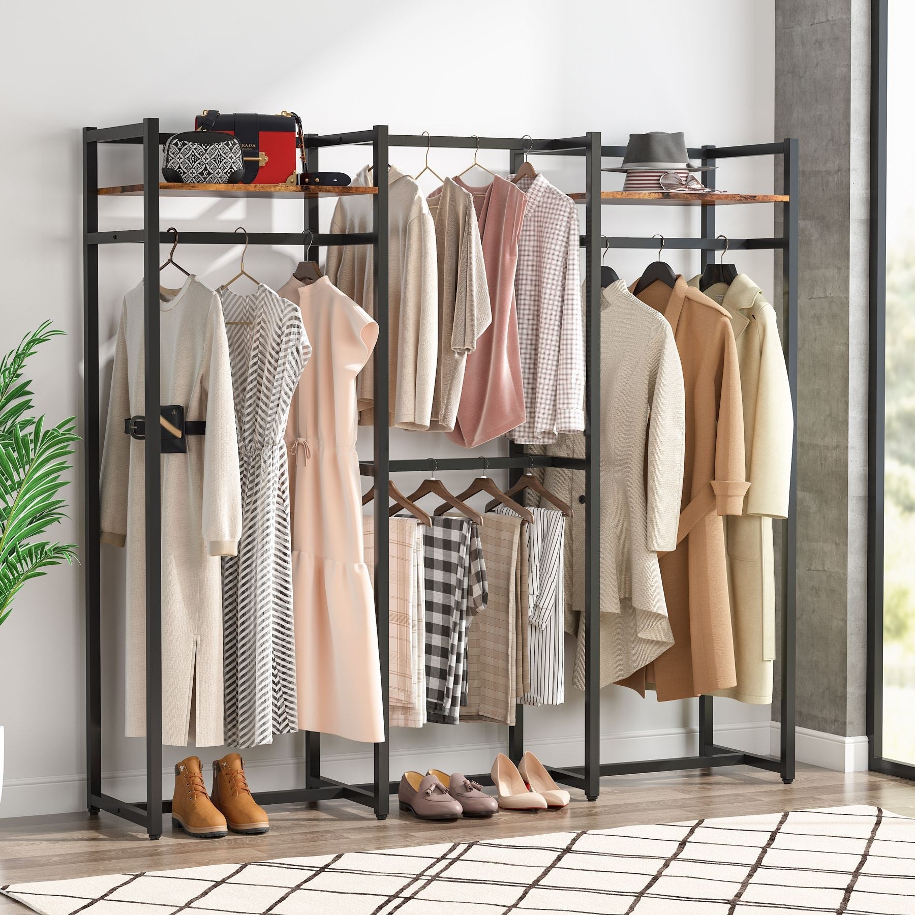 Freestanding Closet Organizer, Large Garment Clothes Rack