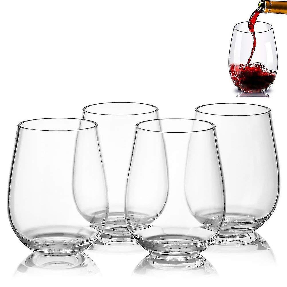 4pcs 16oz Plastic Wine Glasses Stemless Plastic Wine Glasses Clear Plastic Glassware For Home Bar Pa