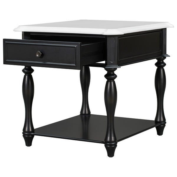 Classical Multifunctional End Table with Open Styled Shelf and Drawer