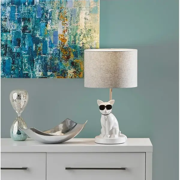 Adesso White Sunny Cat Table Lamp