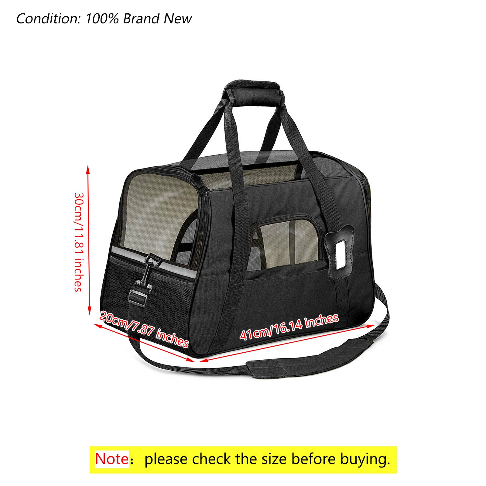 Motor Genic Pet Carrier Soft Sided Small Cat / Dog Comfort Black Travel Bag Airline Approved