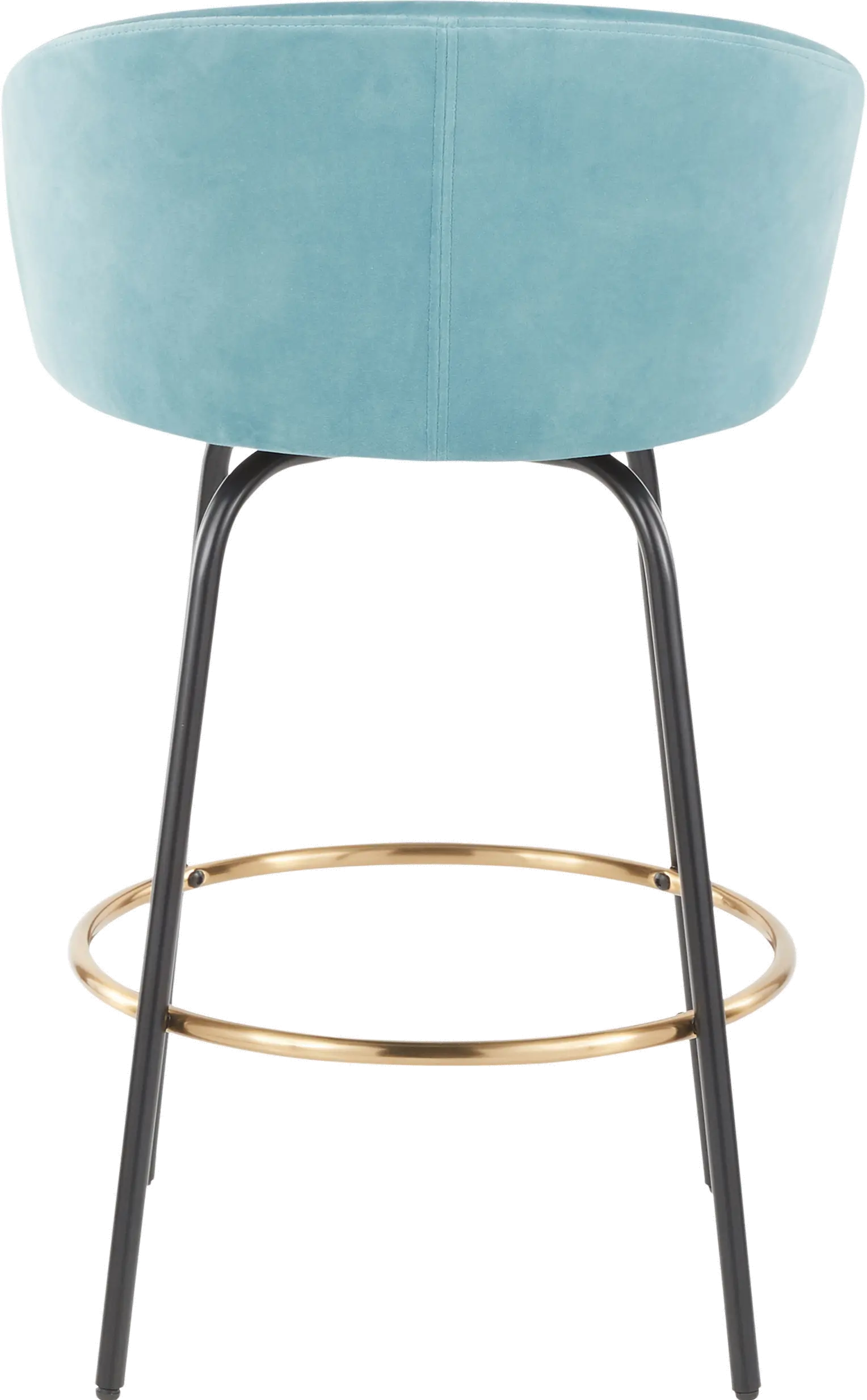 Claire Glam Gold and Light Blue Velvet Barstool Stool， Set of 2