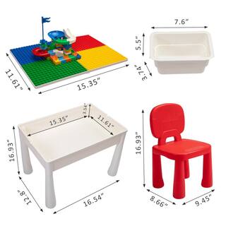 Nyeekoy Kids Block Building Table Activity Table and Chair Set with Storage Box Gray TH17M0705