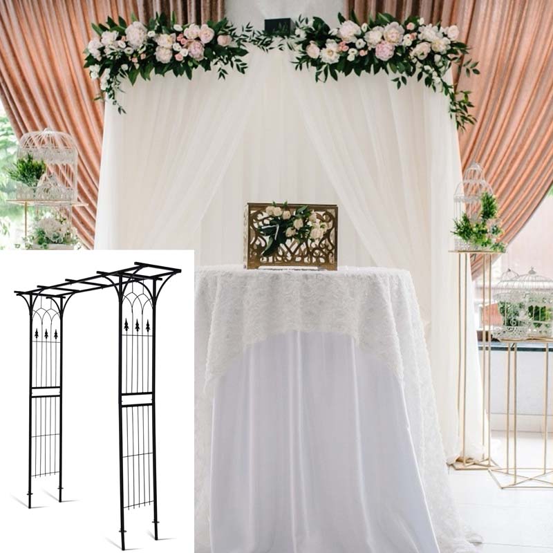 82'' x 20.5'' Wedding Metal Arbor Garden Arch Trellis for Rose Vines Plant Climbing, Outdoor Gardening Walkway Arches