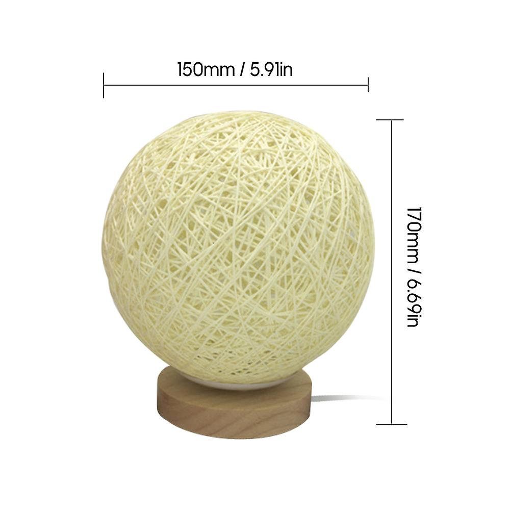 Round Leds Table Moon Lamp Night Lights Usb Ball Lamp Woven Rattan Bedside Desk Lamp For Bedroom Living Room No.253975