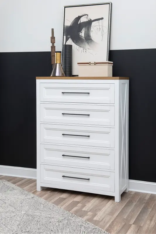 Franklin Oak and White Chest of Drawers