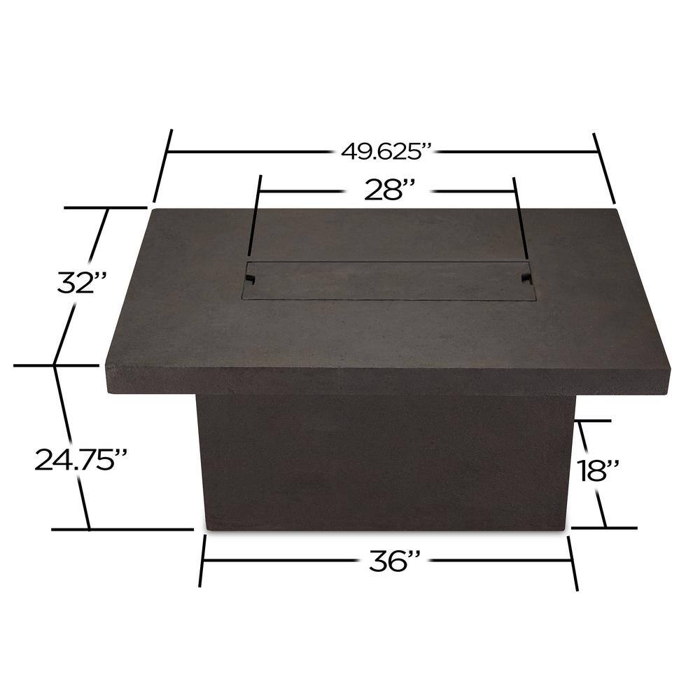 Real Flame Ventura 50 in. x 24 in. Rectangle MGO Propane Fire Pit in Kodiak Brown with Natural Gas Conversion Kit C9640LP-TKB