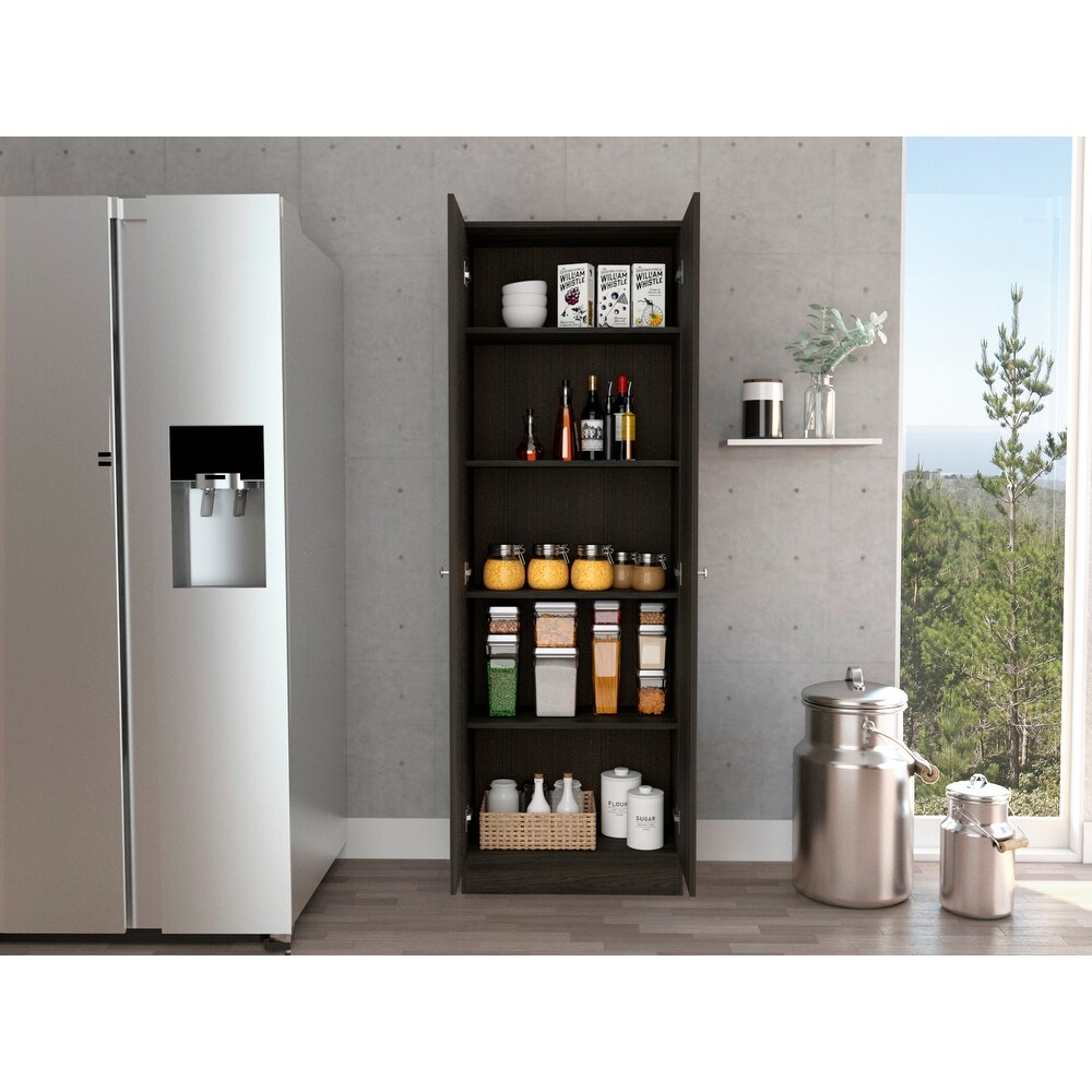 Storage Cabinet Pipestone  Five Shelves  Carbon Espresso / Black Wengue Finish