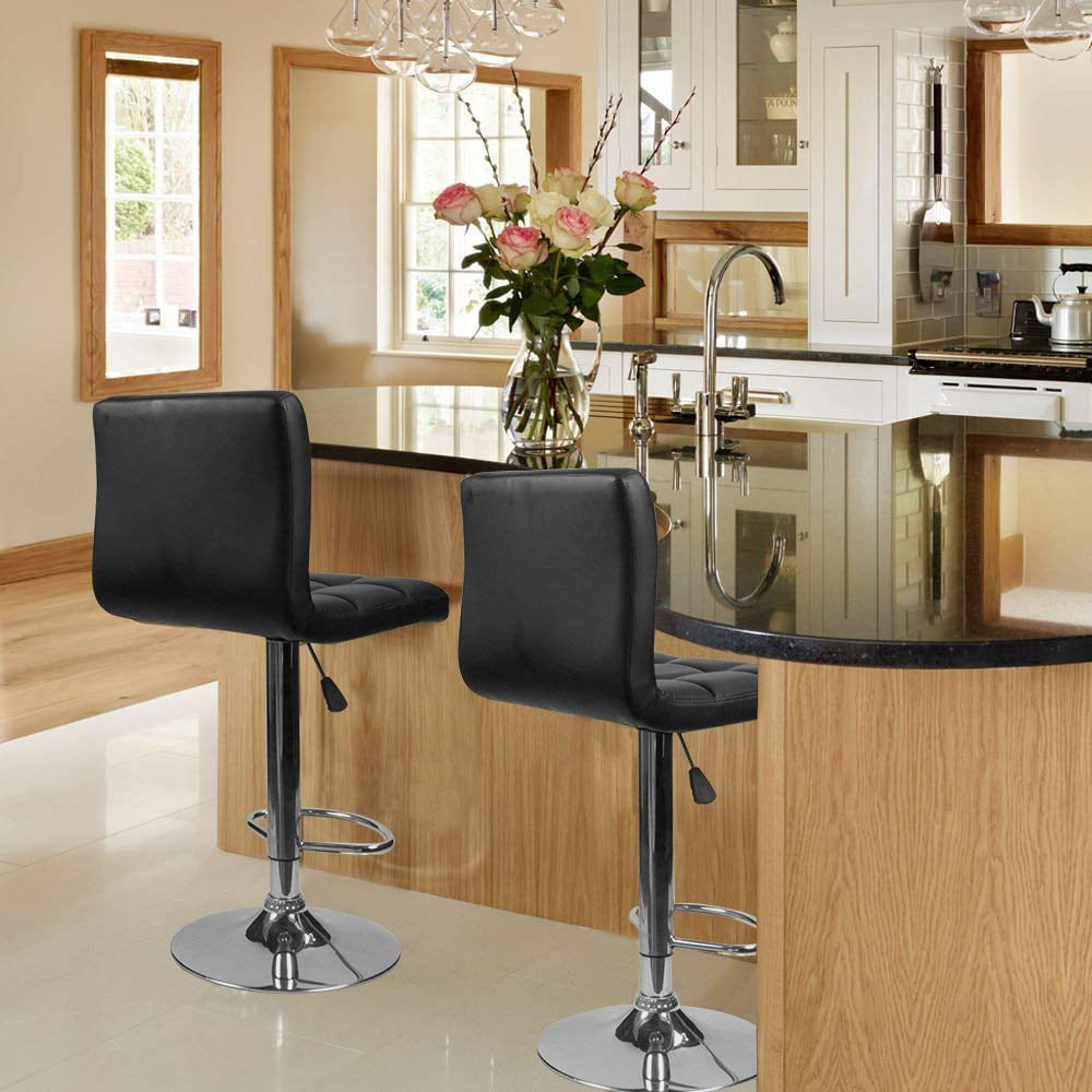 Lacoo Adjustable Armless Swivel Bar Stools with PU Leather