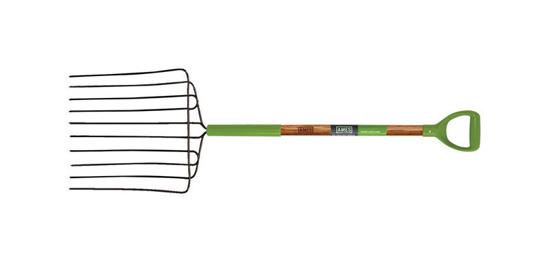 Ames 10 Tine Steel Ensilage Fork 30 in. Wood Handle