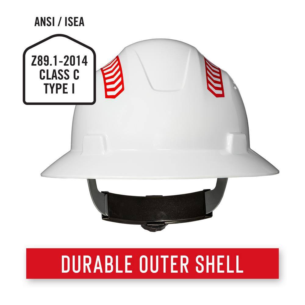 Coast SH300 Full Brim Safety Hard Hat with Directional Reflective Arrows Vented 4-Point Suspension 360 Visibility 30394