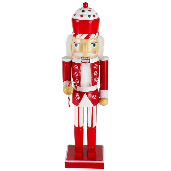 14 Red and White Wooden Candy Cane King Christmas Nutcracker