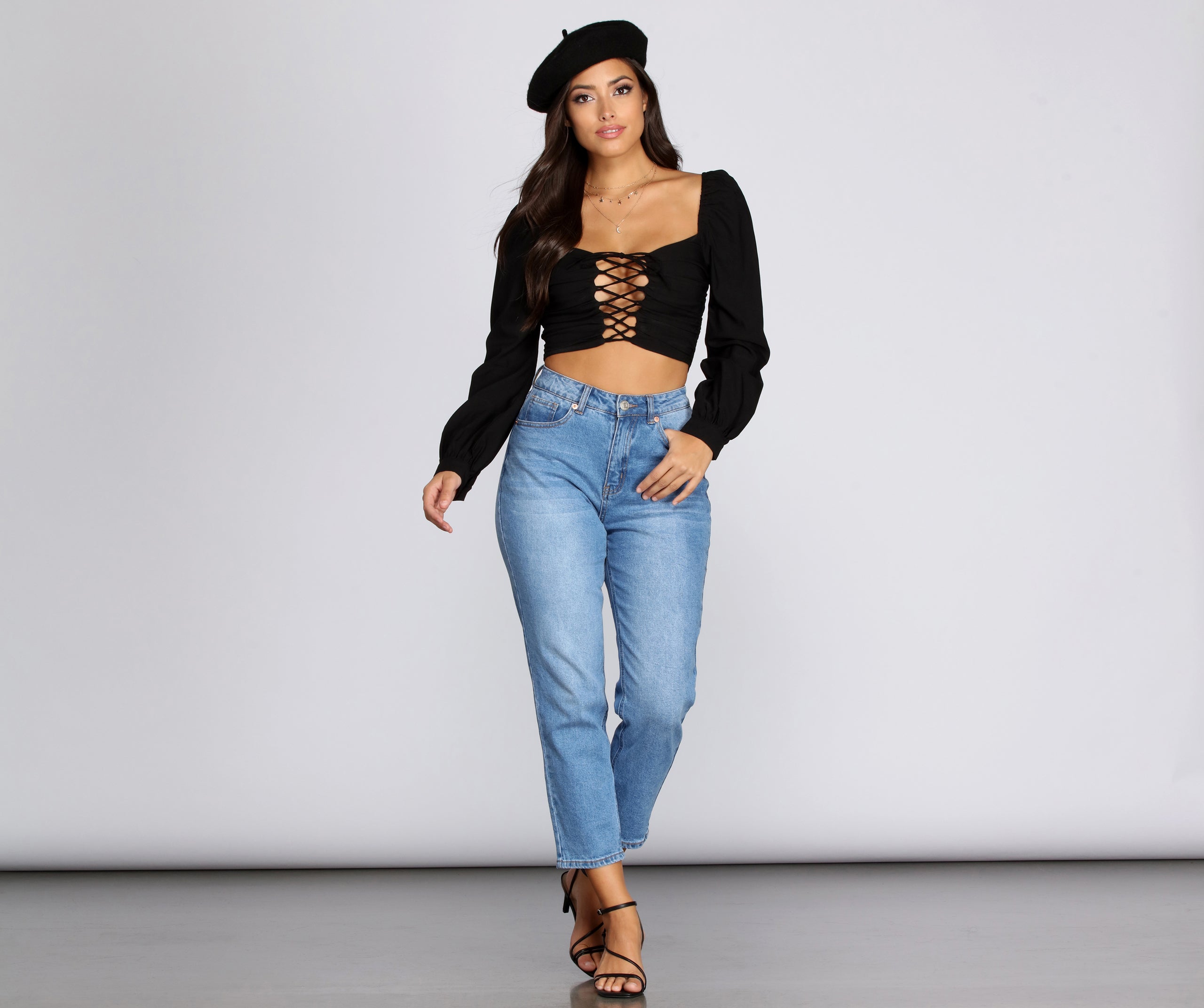 Ooh La Lace Up Crop Top