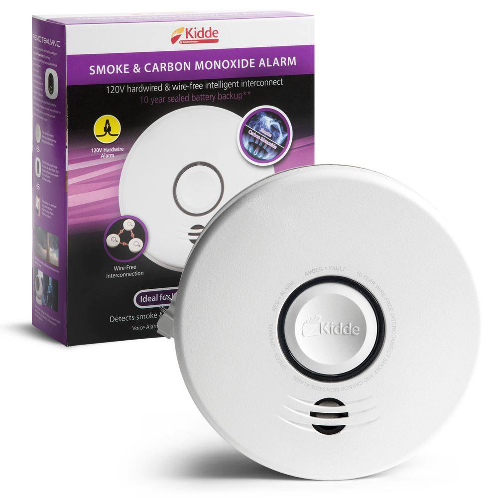 Kidde 10 Year Worry-Free Hardwired Combination Smoke and Carbon Monoxide Detector with Wire-Free Voice Interconnect 21028759