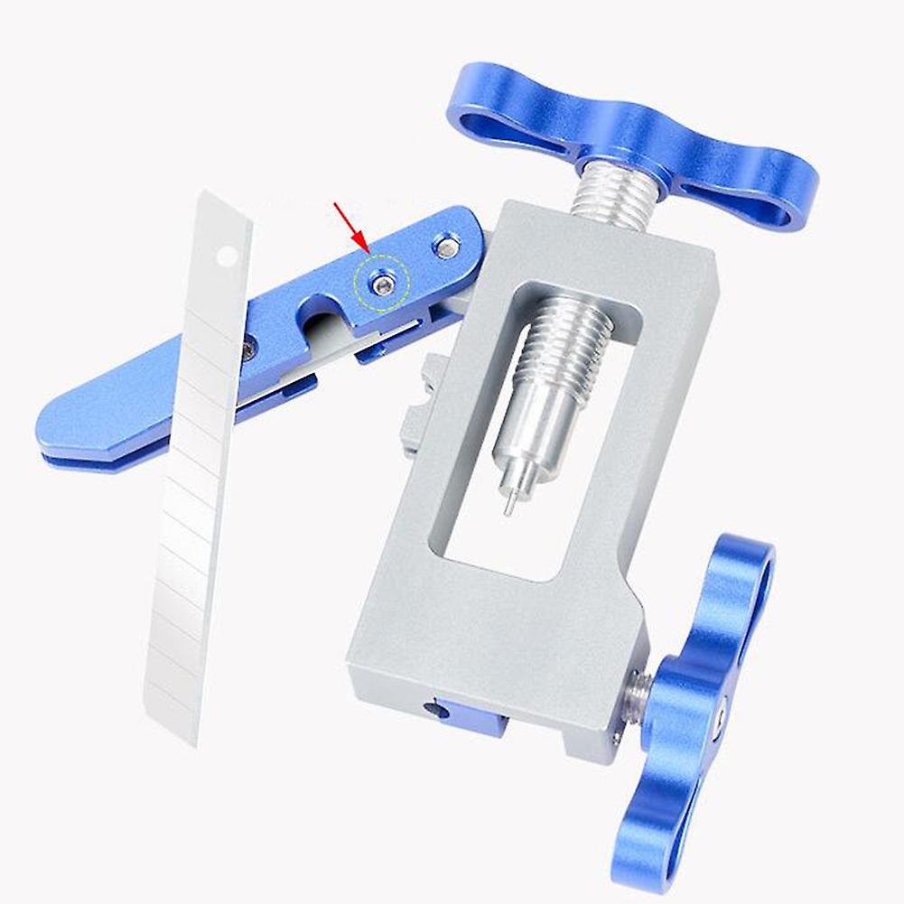 Bicycle Oil Needle Installation Tool Hydraulic Hose Needle Driver Tubing Jack Tubing Cutter Design T Head Aluminum Alloy Chuck Gray Blue