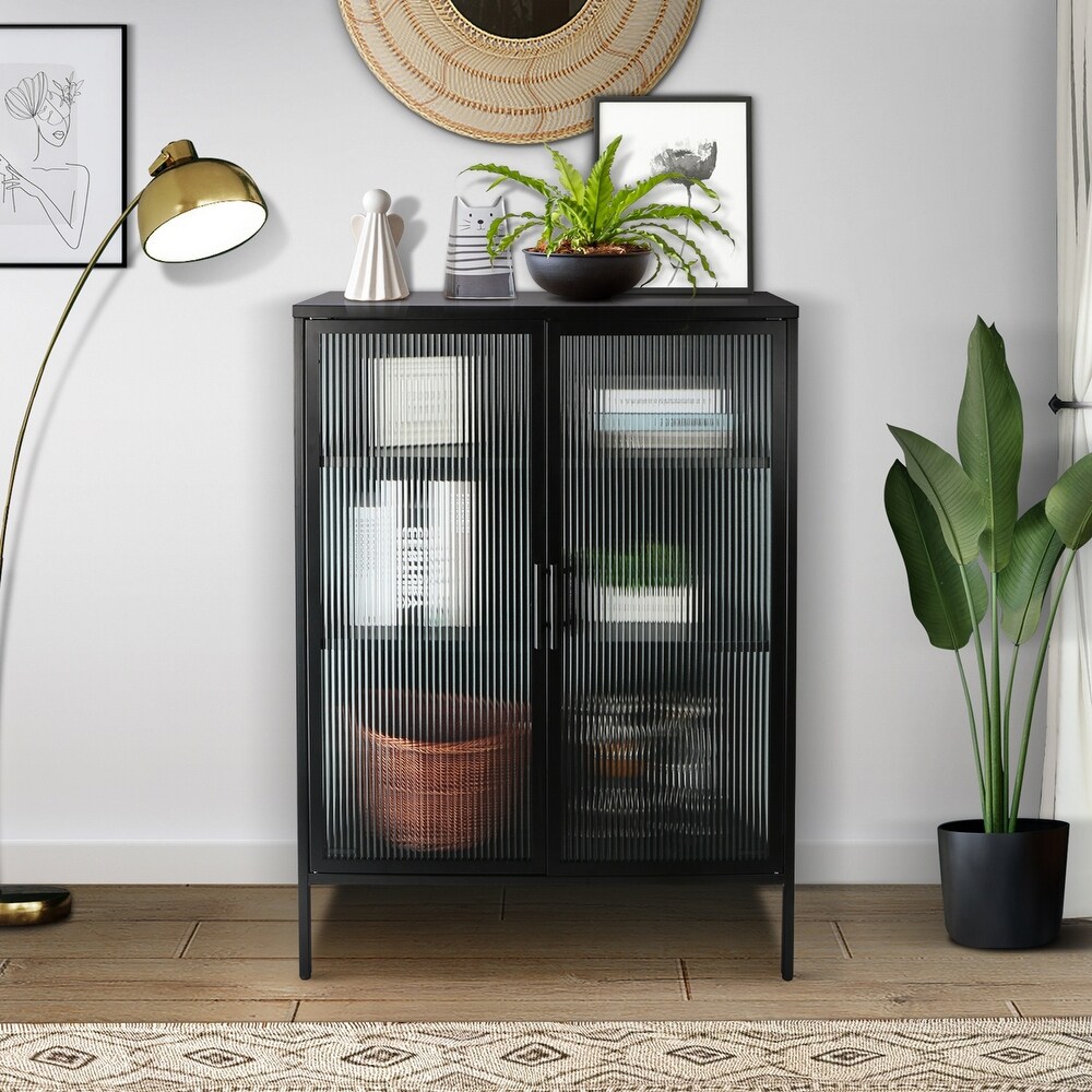 48 Inch Double Glass Door Storage Cabinet