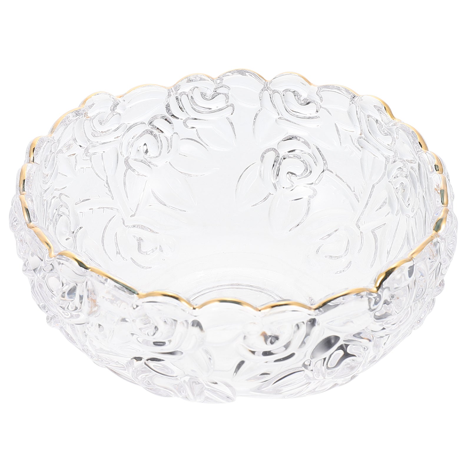 Decorative Glass Bowl Transparent Ice Cream Bowl Embossed Design Bowl Exquisite Dessert Bowl