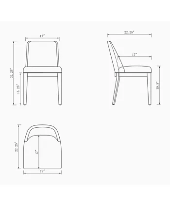 Manhattan Comfort Gansevoort 4 Piece Beech Wood Faux Leather Upholstered Dining Chair Set