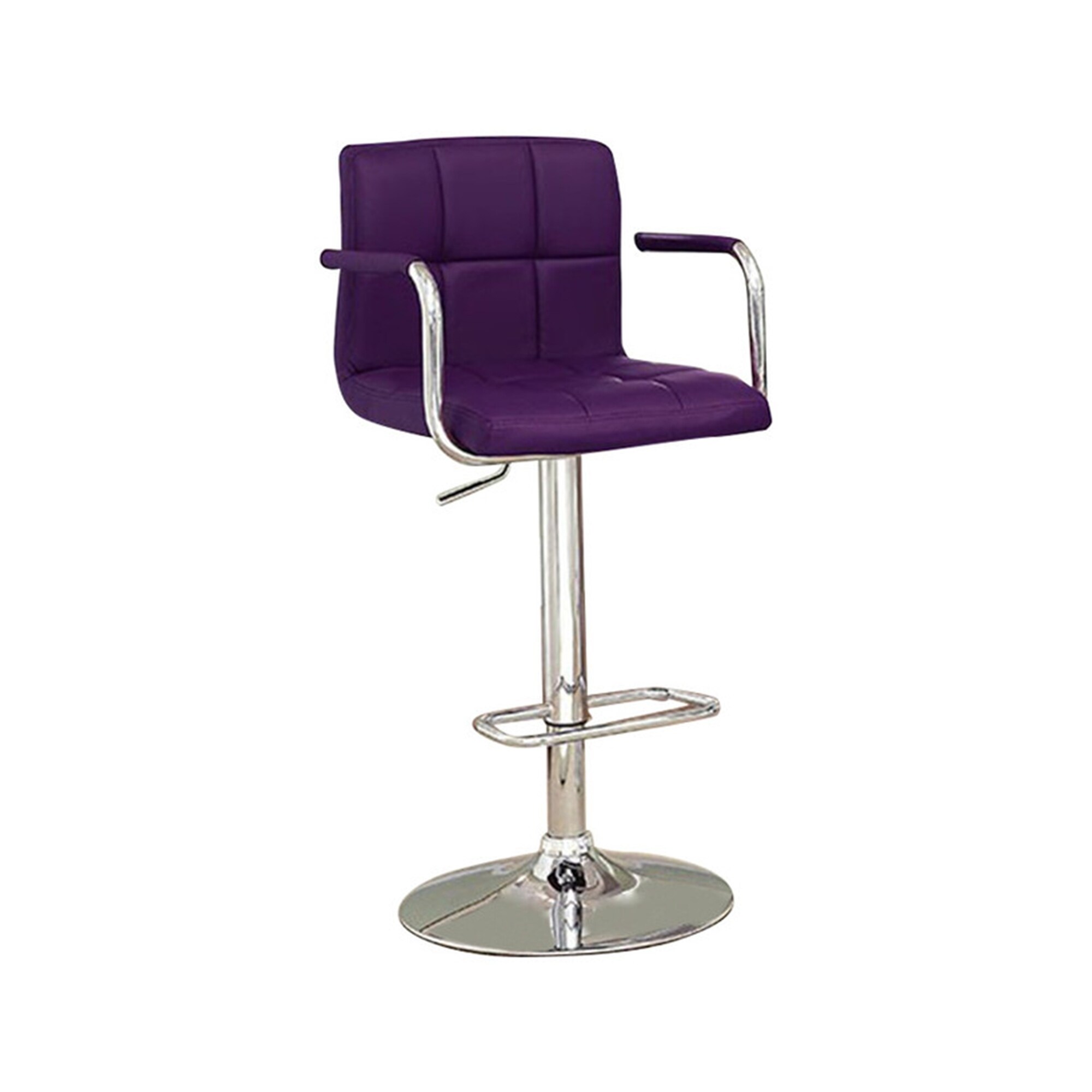 Corfu Contemporary Bar Stool With Arm In Purple Pu