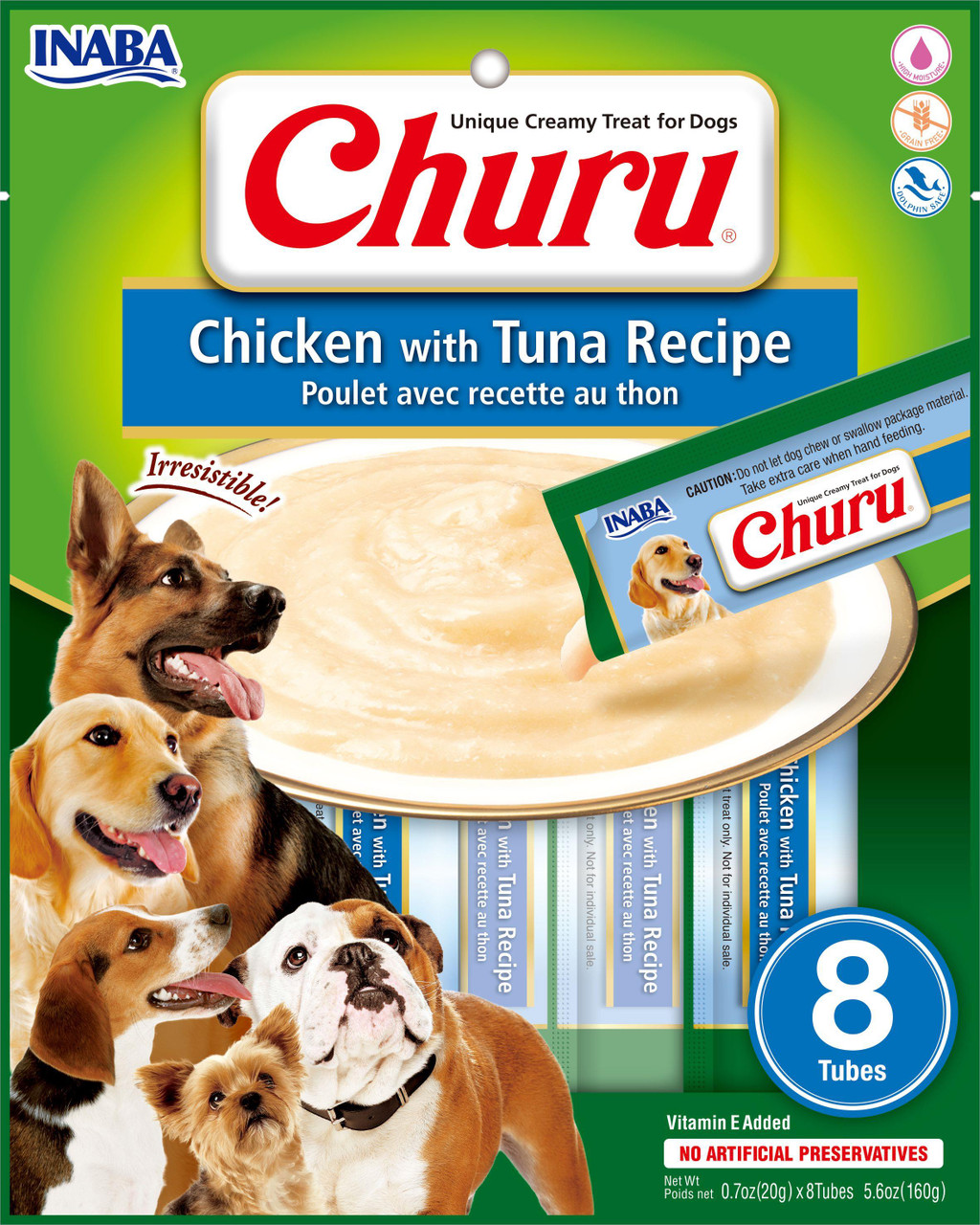 Inaba Churu Chicken With Tuna Wet Dog Treats， 8 Pack