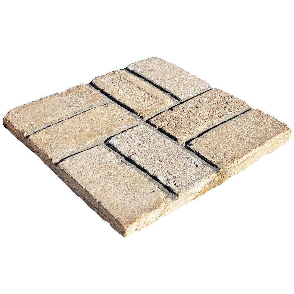 Classic Stone Brickface Tan Blend Concrete Stepping Stone Pathway Pack-(24-Piece) 100093186